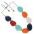 Gorgeous Adjustable Cord Necklace with Glossy Red, Orange and Mint Striped Resin Pebble Beads (SB66)