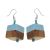 Sky Blue offset resin and natural wood cube drop earrings 1.8 cm (SB65)B