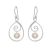 Sterling Silver Swirl and Teardrop Design and White Freshwater Pearl Earrings (14mm x 34mm) (E80)