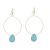 Contemporary Gold Tone Hoop Earrings with Turquoise Teardrops (5cm Drops) (M562)D)