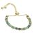 Pretty Gold Tone Toggle Bracelet with Green Turquoise Semi-Precious Beads (M701)