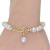 Beautiful Creamy Freshwater Pearl Bracelet with Silver Tone Beads and Hook Fastening (M536)