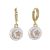 Gold Tone Huggy Hoops with Shimmery White and Gold Moon and Star Design Drops (1.2cm x 2.9cm) (M230)B)