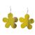 Beautiful Statement Yellow Painted Wooden Flower Earrings with Visible Natural Grain (7cm x 5cm) (M193)A)