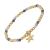 Beautiful Matt Gold Bracelet with Star Charm and Pale Pink and Lilac Beads (M747)B)