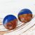 2.5cm Disc Earrings with Shiny Navy Resin and Natural Wood Finish (SB64)E)