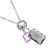 Luxurious  Silver Fashion Necklace withGrey and Purple Faceted Oblong Removable Gemstones (M47)C