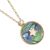 Delicate Gold Tone Necklace with Abalone Shell,  Tiny Crystal and Star Charm Pendant (M204)A)