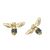 Sterling Silver: Gold Plated Tiny Bee Stud Earrings with Black Cubic Zirconia Stripe (6mm x 8mm) (E627)