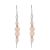 Sterling Silver Morning Dew Collection: Delicate 5cm Earrings with Rose Quartz, Clear Quartz and Gold Beads (E723)