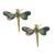 Statement Gold Tone Dragonfly Stud Earrings with Abalone Shell Wings