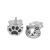 Cute Sterling Silver: Asymmetric Cat Face and Paw Stud Earrings (6mm x 5mm) (E410)
