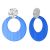 Statement Fashion Jewellery: Dimpled Matt Silver and Large Blue Disc Drop Earrings (55mm x 43mm) (YK101)b)