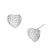 Small 8mm Silver Tone Sparkly  Folded Heart Stud Earrings