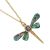 Statement Gold Tone Dragonfly Pendant with Abalone Shell Wings