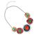 Statement Fashion Jewellery: Chunky Necklace with Layered Concave Circles and Gems in Pink, Orange, Blue and Green 