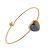 Beautiful Fashion Jewellery: Simple Gold Bangle with Wooden and Pastel Blue Acrylic Heart  (6cm Diameter) (I2)B)