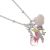 Silver parrot, rose and charm  Bird Charm Necklace