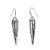 Long Silver Tone Pointed Heart Drop Earrings with Metallic Grey Enamel Centre [4cm x 1cm]