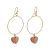 Lovely Fashion Jewellery: Gold Hoop Drops with Wood and Orange Resin Heart Charms (6cm x 3cm) (I7)o)