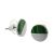 Colourful Fashion Jewellery: Small Matt Silver and Green Agate Acrylic Circle Stud Earrings (1.2cm) (I16)g)