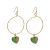 Lovely Fashion Jewellery: Gold Hoop Drops with Wood and Green Resin Heart Charms (6cm x 3cm) (I7)g)