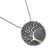 Elegant Fashion Jewellery: Silver Tree of Life Pendant With Grey Background and Lacy Frilled Edge
