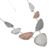 Contemporary Fashion Jewellery: Rounded Triangle Design Necklace with Silver, White and Dark Grey Finishes and Delica