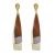 Unusual Statement Fashion Jewellery: Chunky Brown Acrylic Teardrops with Pearlescent Shell Elements (9cm Drops)