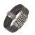 Magnetic Fashion Jewellery: Elegant Dark Grey Multi-Stranded Leather Bracelet with Matt Silver Organix Rectangle Design