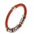 Festival Fashion Jewellery: Orange Tan Cord Stretch Bracelet with Multi Tone Beads