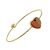 Beautiful Fashion Jewellery: Simple Gold Bangle with Wooden and Pastel Orange Acrylic Heart  (6cm Diameter) (I2)O)
