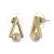 Contemporary Fashion Jewellery: Triangle Outline Stud Earrings with Pearl Detailing, Finished in a Soft Gold Tone