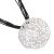 Statement Fashion Jewellery: Black Multi-Cord Necklace with Large Speckled Silver Tone Circle Pendant 
