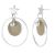 Elegant Fashion Jewellery: Silver and Khaki Circle Earrings with Star and Pearl Detail (4cm x 2.8cm) (YK286)