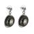 Statement Fashion Jewellery: Chunky Earrings with Layered Concave Circles and Gems in Marbled Blackand Clear Crystal