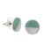 Colourful Fashion Jewellery: Small Matt Silver and Turquoise Acrylic Circle Stud Earrings (1.2cm) (I16)t)
