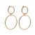 Statement Costume Jewellery:  Worn Gold Contemporary Double Circle Stud Earrings