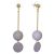 Quirky Fashion Jewellery: Gold Stick earrings with Grey Bead and Coin Drops (Length 6.5cm) 