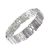 Beautiful Fashion Jewellery: Magnetic Hinged Bangle with Metallic Grey Oblong and Silver Wavy Lines Motif