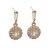 Gorgeous Gold Tone Stud Drop Earrings with Crystal Halo Design