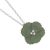 Cute Fashion Jewellery: Delicate Silver Chain Necklace with Matt Khaki Green Flower Pendant (I59)E)