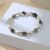 Beautiful Silver and Gold Tone Beaded Bracelet with Cloudy Grey Agate Beads