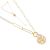 Fabulous Fashion Jewellery: 86cm Long Linked Gold and Pearl Necklace with Hammered Gold Disc Pendant (EV25)