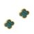 Contemporary Gold Tone Clover Stud Earrings with Bold Red Enamel Inlay 