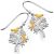 Sterling Silver and Gold Tree Earrings with Birds