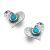 Sterling Silver Jewellery: Hammered Heart Studs with Blue Opal Dots 