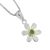 Pretty Sterling Silver and Gold Daisy Pendant with Green Emerald Centre (N134)C)