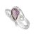 Sterling Silver Jewellery: Swirl Design Ring with Amethyst Teardrop Gemstone
