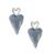 Silver Tone and Shimmery Blue Heart Stud Earrings with Preserved Floating Petals